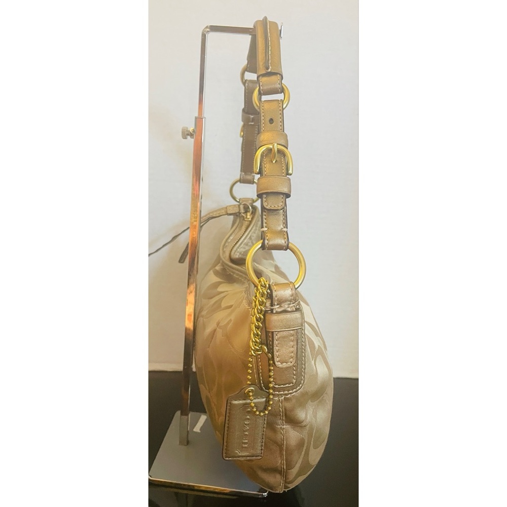Coach Signature Gold Beige Canvas/Leather Shoulder Bag 12675 - Picture 4 of 14
